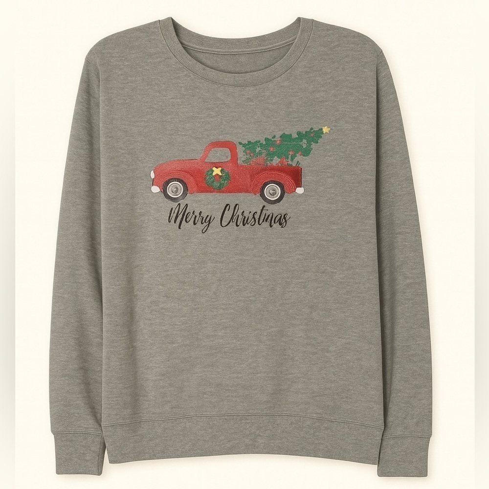 Christmas Tees - 2 Women’s Holiday tees. 1 red gnome, 1 gray truck. Size Medium - Picture 4 of 5